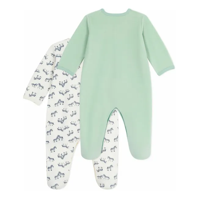 Lot 2 Pyjamas Zèbres Coton Bio | Ecru