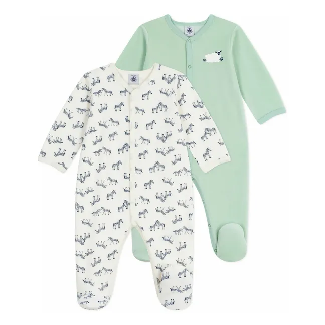 Lot 2 Pyjamas Zèbres Coton Bio | Ecru