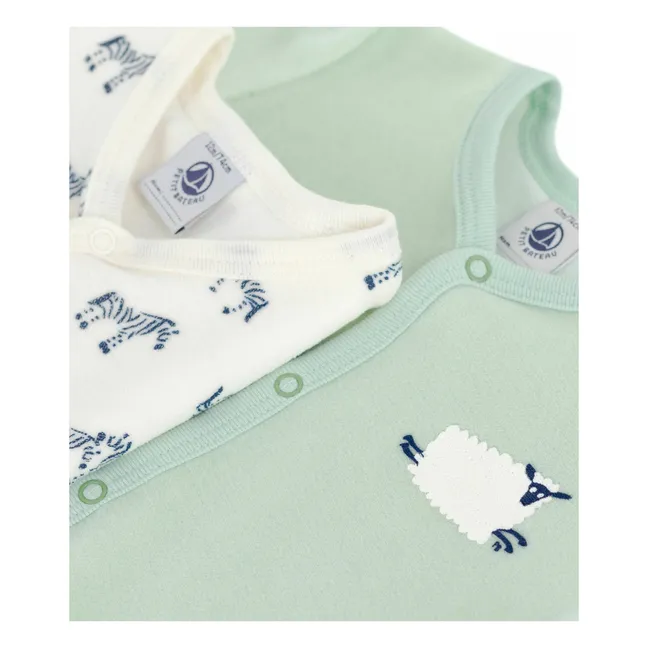 Lot 2 Pyjamas Zèbres Coton Bio | Ecru