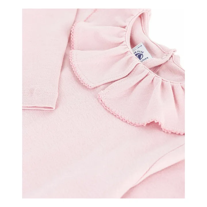 T-shirt Col Volants Coton Bio | Rose- Image produit n°1