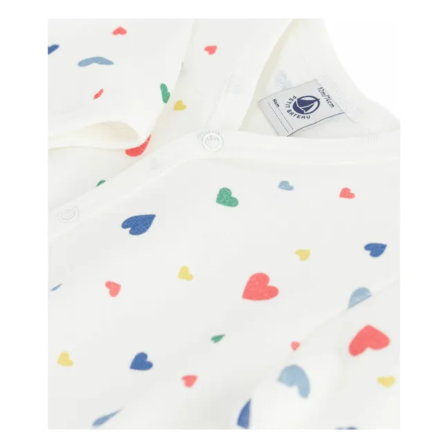 Pyjama Dors Bien Cœurs Coton Bio | Blanc