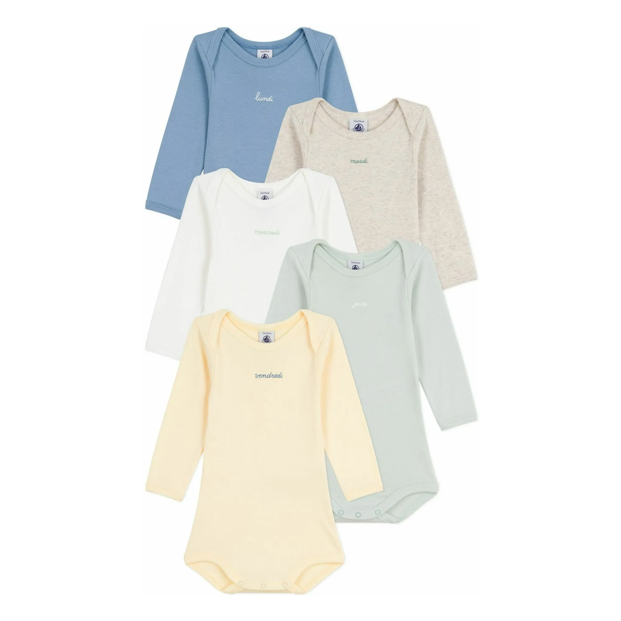 Petit Bateau Yellow Batch 5 Bodies Semainier Organic Cotton
