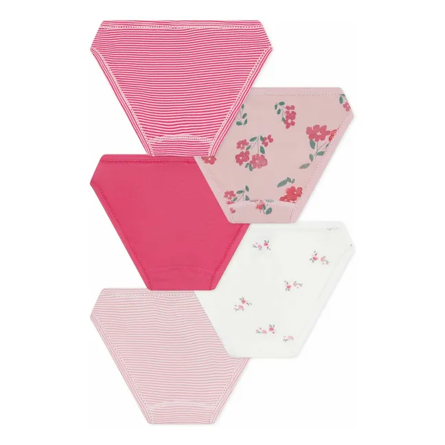 Lot 5 Gestreifte Höschen | Rosa