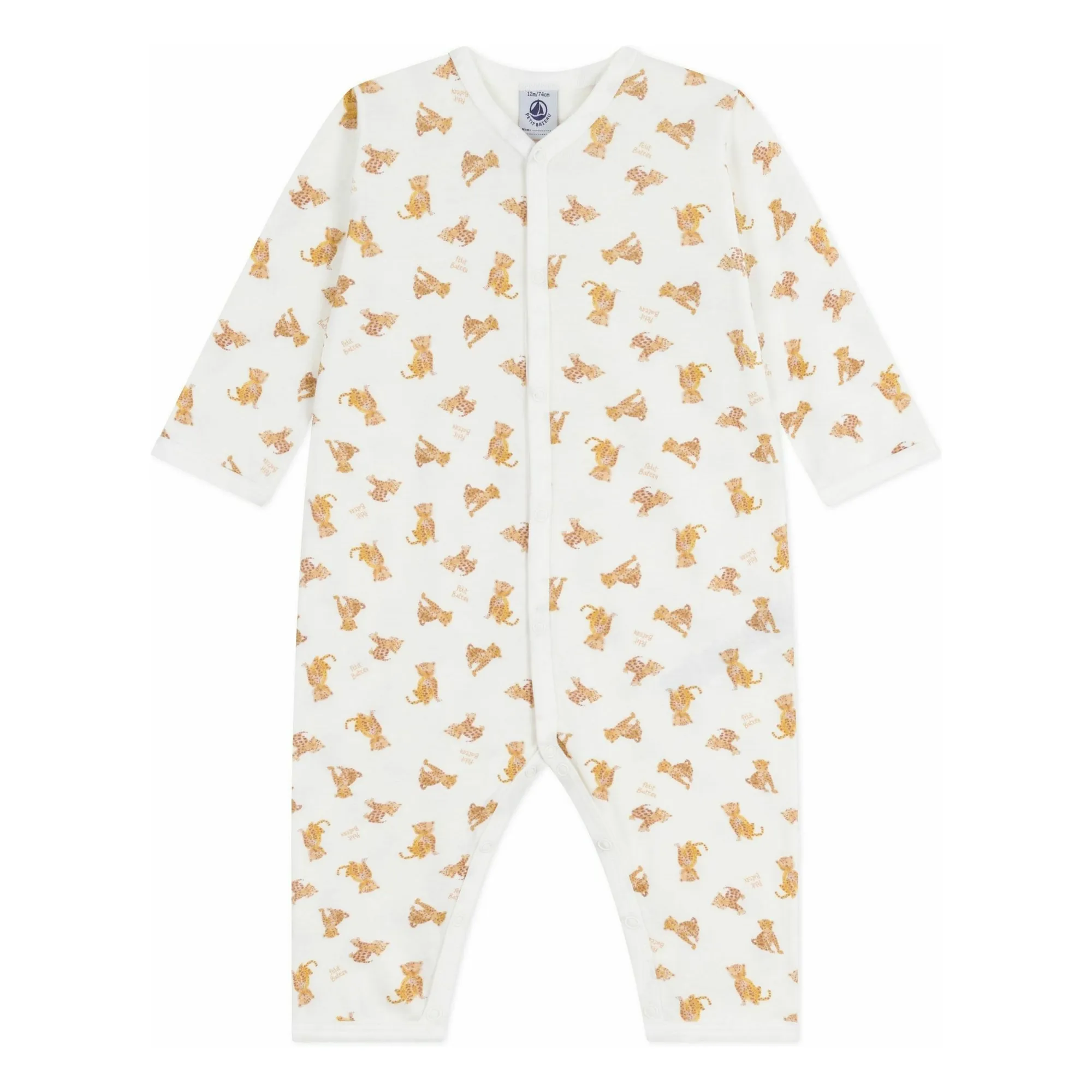 Petit Bateau Ecru Pyjamas Sleep Well Cheetahs Organic Cotton