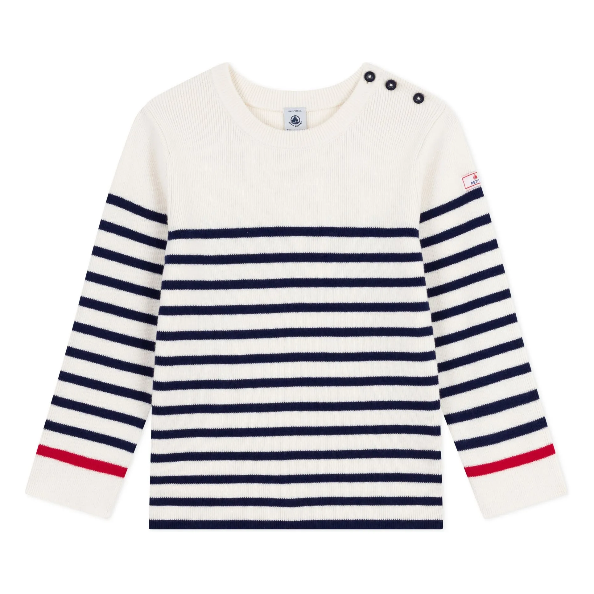 Petit Bateau Ecru Wool Contrast Sailor Sweater