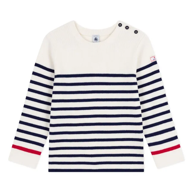 Pull Marinière Contrastée Laine | Ecru