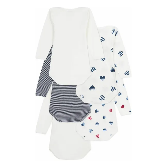 Lot 5 Bodies Cœurs Coton Bio | Weiß