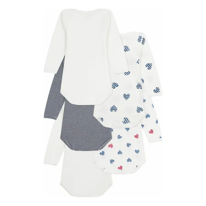 Lot 5 Bodies Cœurs Coton Bio | Blanc- Image produit n°1