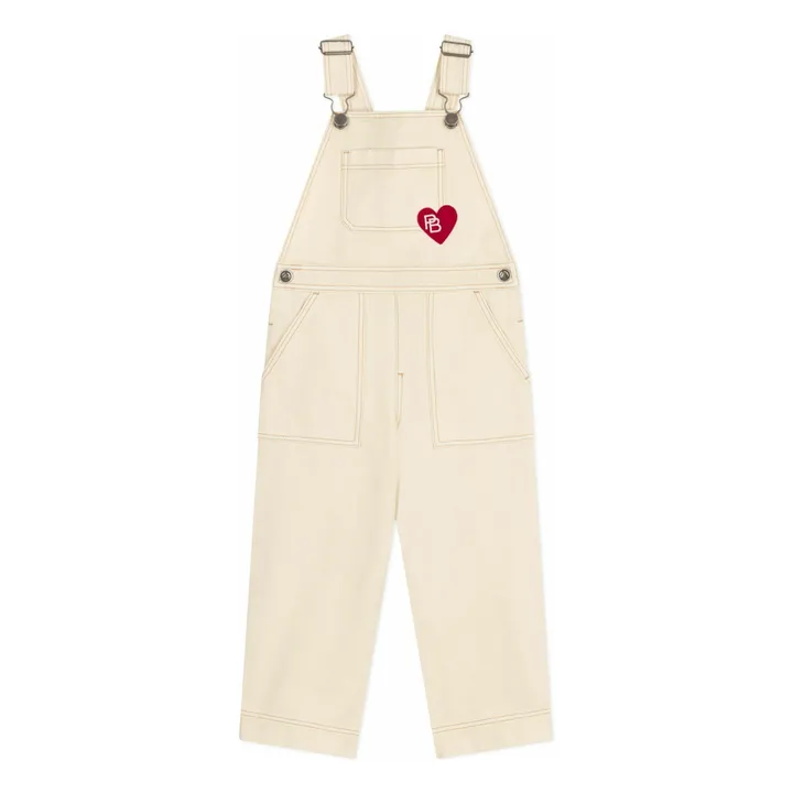Salopette Denim Cœur | Beige- Image produit n°0