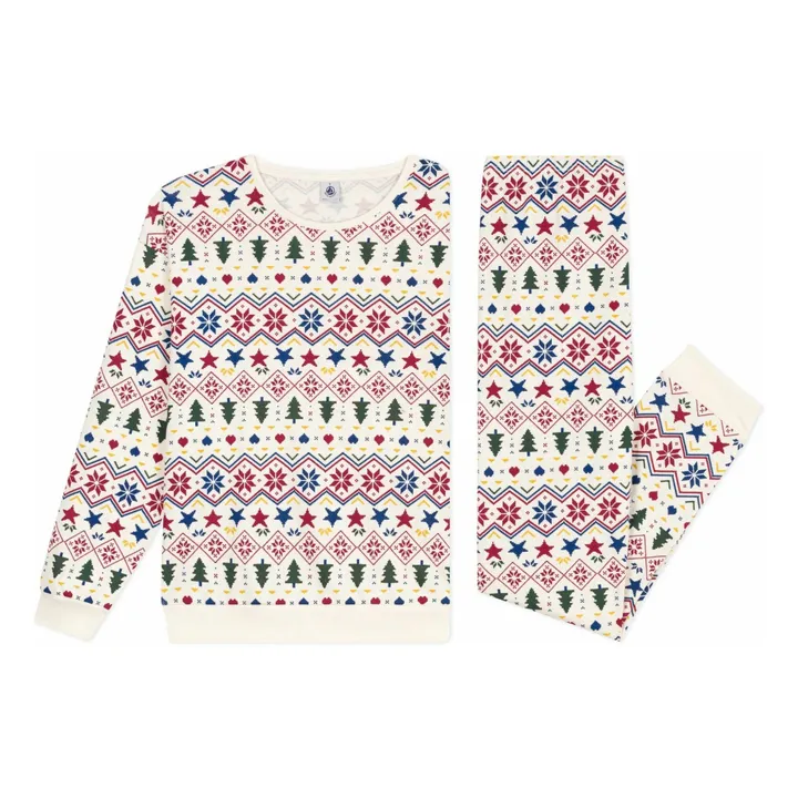 Pyjama Jacquard Coton Bio | Ecru- Image produit n°2