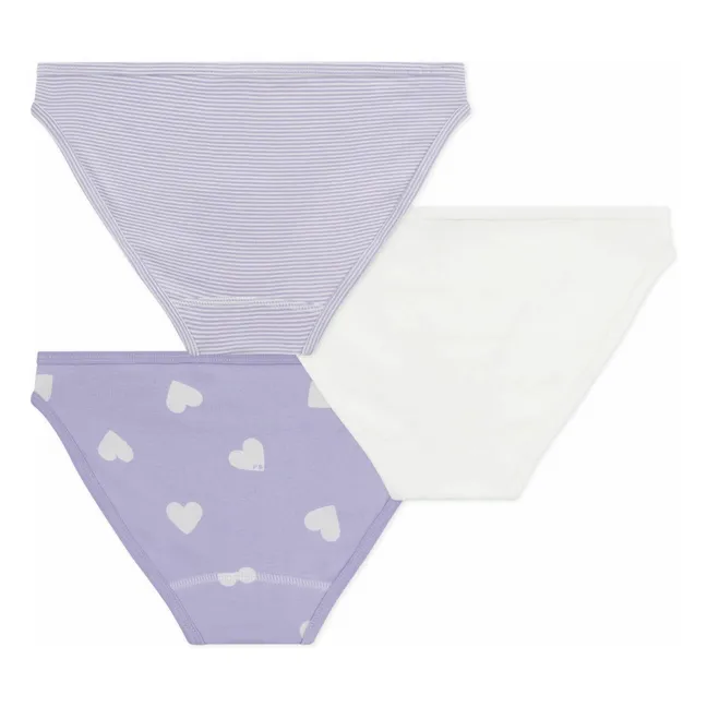 Lot 3 Culottes Cœurs Coton Bio | Blanc