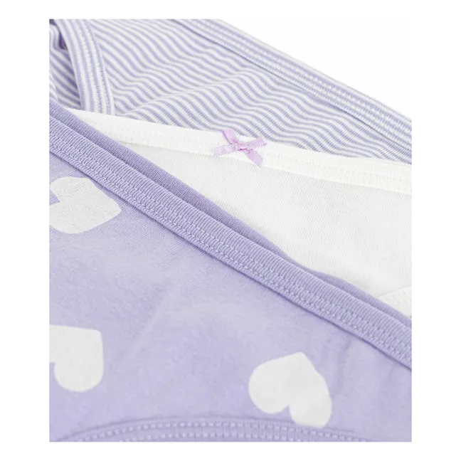 Lot 3 Culottes Cœurs Coton Bio | Blanc