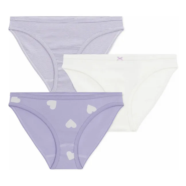 Lot 3 Culottes Cœurs Coton Bio | Blanc