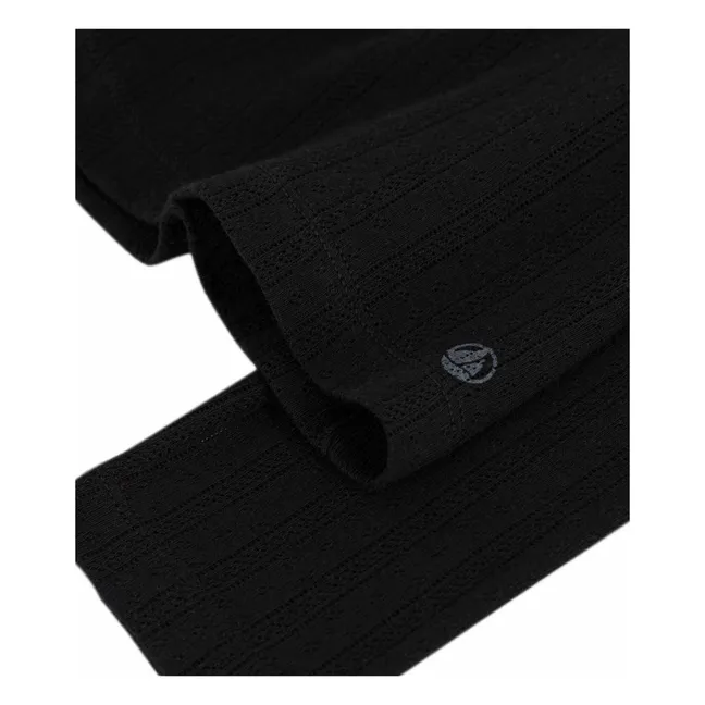 Camiseta Pointelle de algodón ecológico | Negro