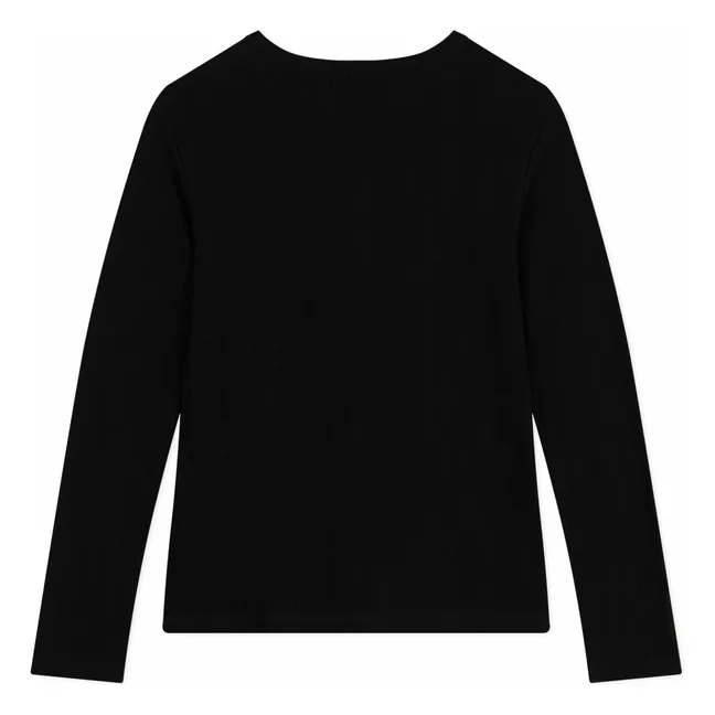 T-shirt Uni Pointelle Coton Bio | Noir