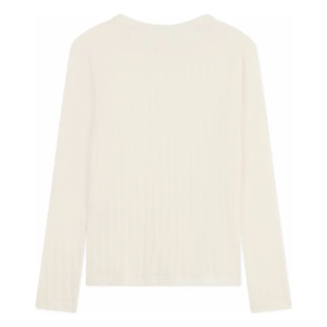 T-shirt Uni Pointelle Coton Bio | Ecru