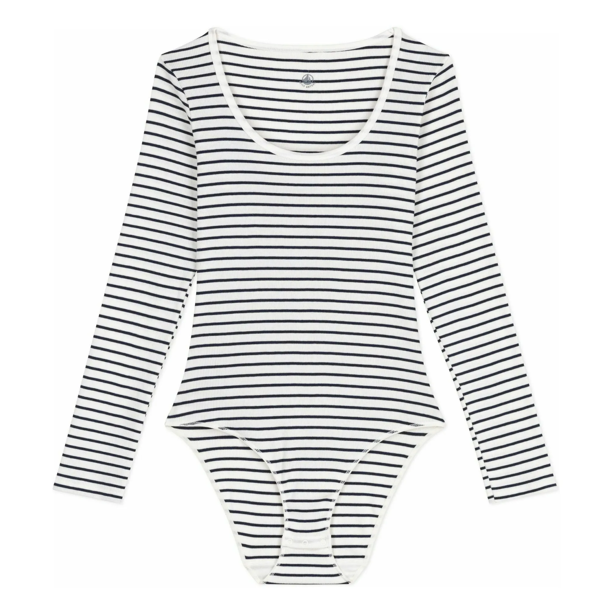 Petit Bateau White Striped Ribbed Bodysuit