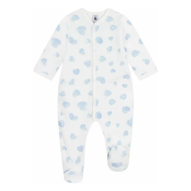 Pyjama Dors Bien Epais Cœurs Coton Bio | Bleu