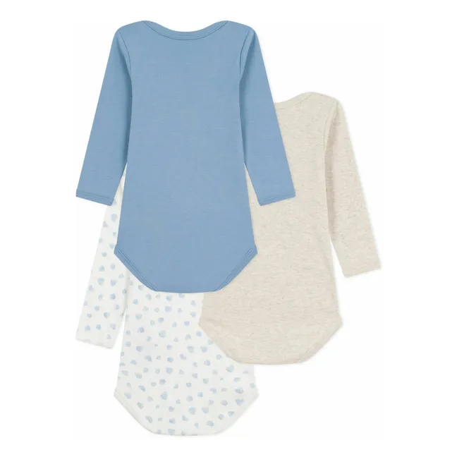 Lot 3 Bodies Cœurs Coton Bio | Bleu