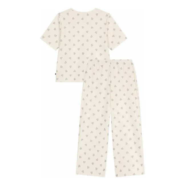 Pyjama Cœurs Pailletés Coton Bio | Ecru