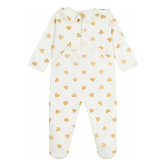 Pijama Sleep Well Collar Spangled Hearts Algodón orgánico | Crudo