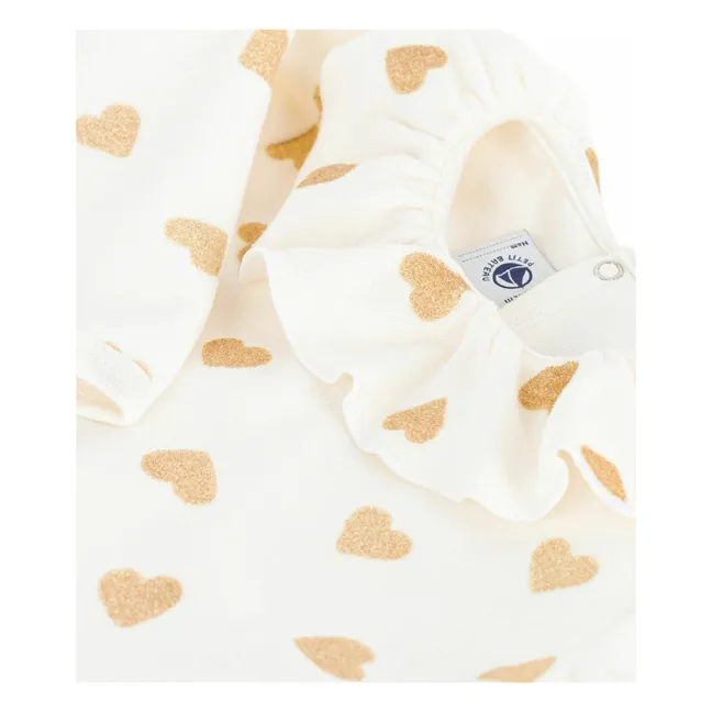 Dors Bien Pyjama Col Cœurs Pailletés Bio-Baumwolle | Seidenfarben