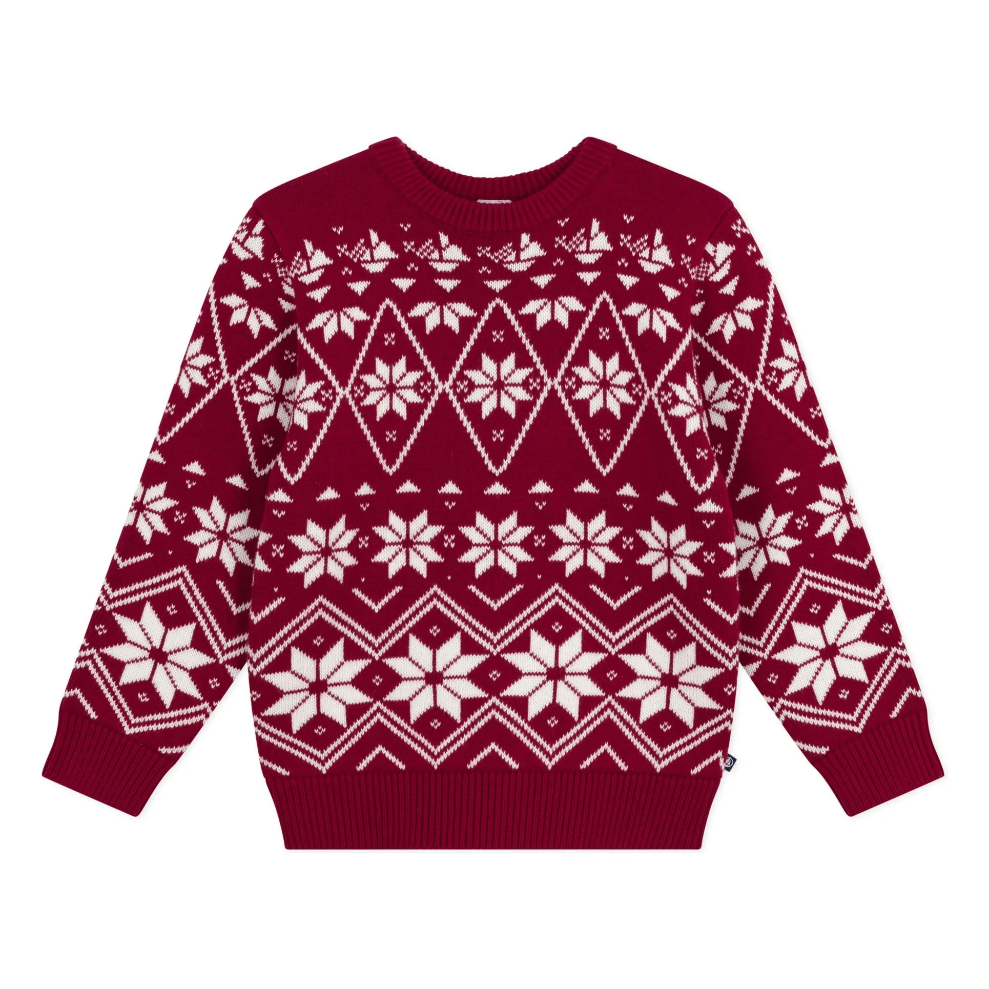 Petit Bateau Burgundy Jacquard Wool Sweater