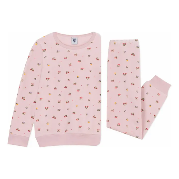 Pijama de corazones y flores de algodón ecológico | Rosa Pálido- Imagen del producto n°2