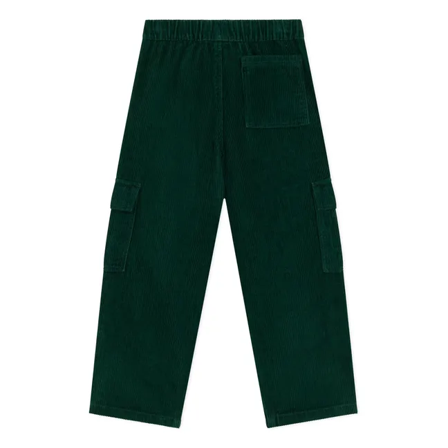 Pantalon Cargo Velours Côtelé Coton Bio | Vert sapin