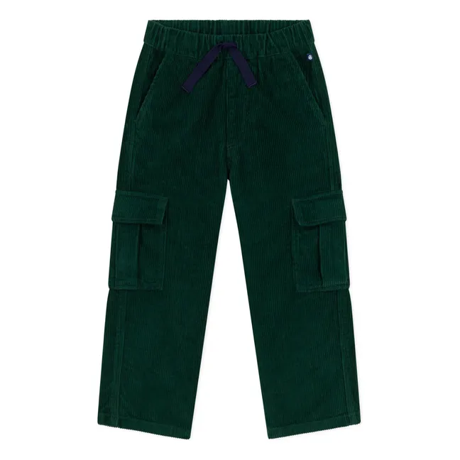 Pantalon Cargo Velours Côtelé Coton Bio | Vert sapin