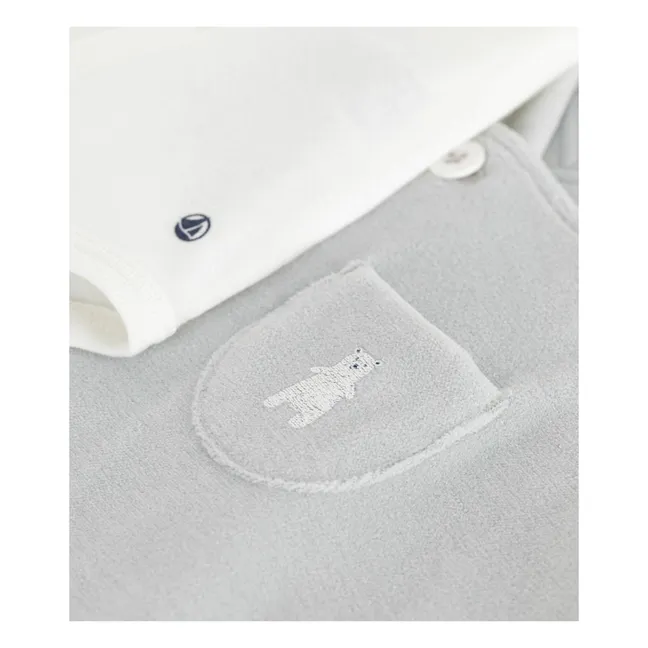Ensemble Salopette et Body Ours Coton Bio | Gris