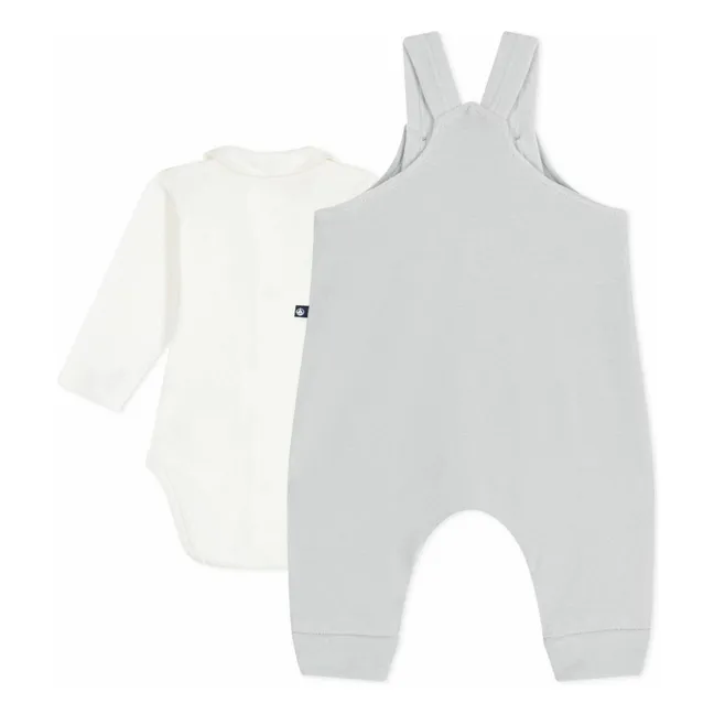 Ensemble Salopette et Body Ours Coton Bio | Gris