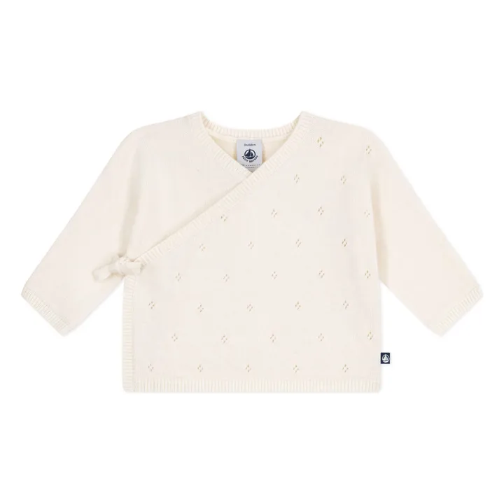 Pointelle Laine wrap cardigan | Ecru- Product image n°0