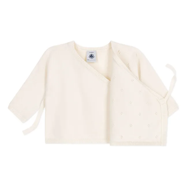 Pointelle Laine wrap cardigan | Ecru