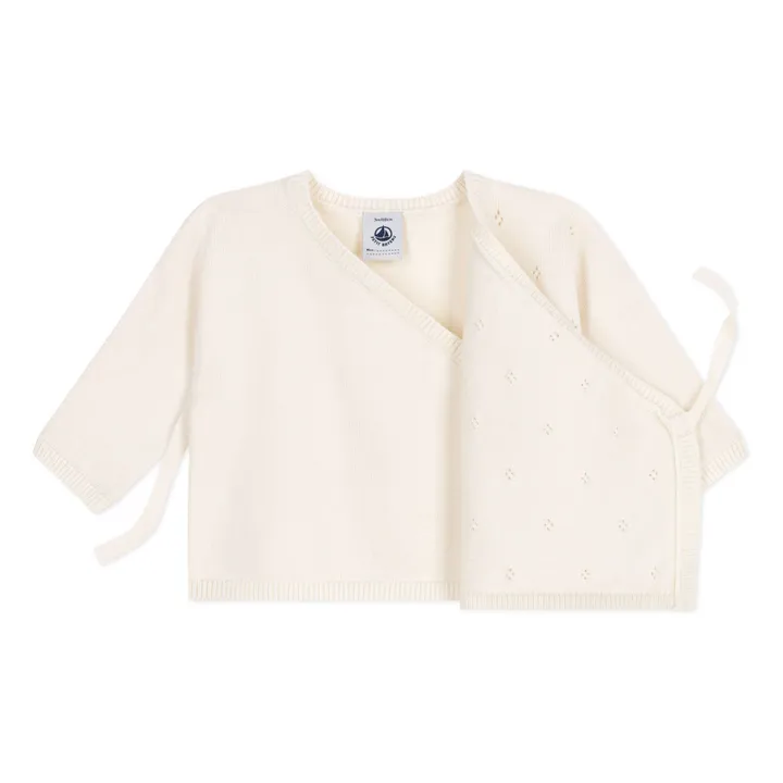Pointelle Laine wrap cardigan | Ecru- Product image n°1