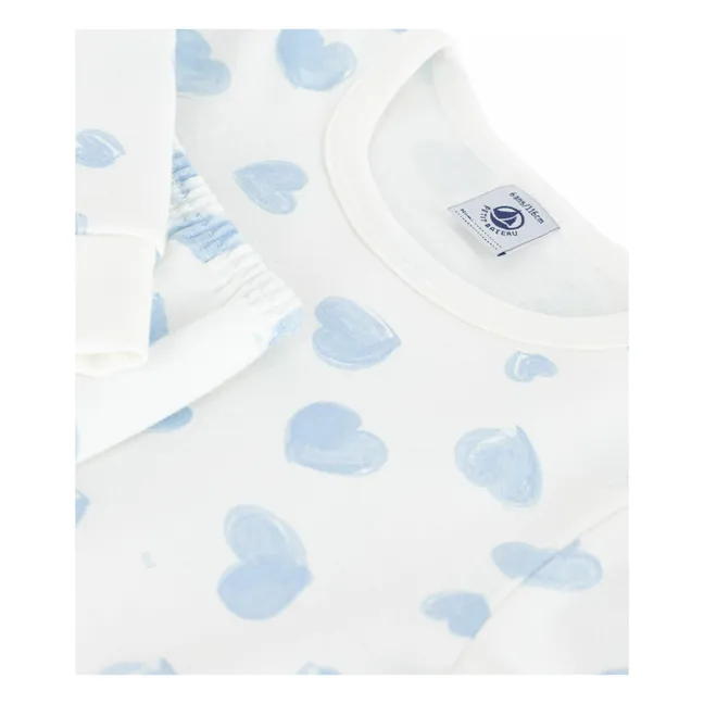 Pyjama Cœurs Peints Coton Bio | Blanc