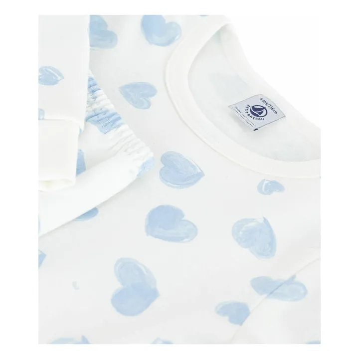 Pijama de algodón ecológico Corazones pintados | Blanco- Imagen del producto n°3