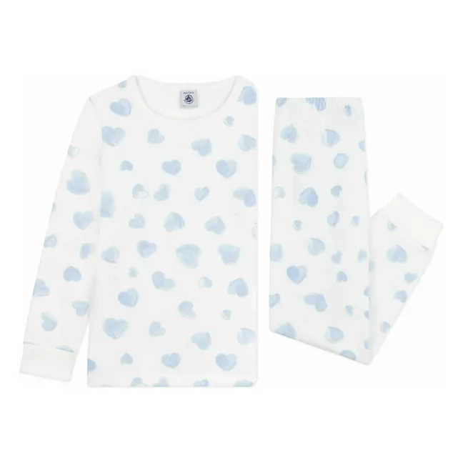 Pyjama Cœurs Peints Coton Bio | Blanc