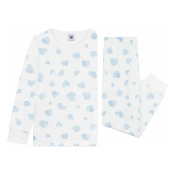 Pijama de algodón ecológico Corazones pintados | Blanco- Imagen del producto n°2