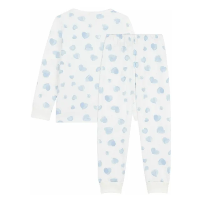 Pyjama mit gemalten Herzen aus Bio-Baumwolle | Weiß