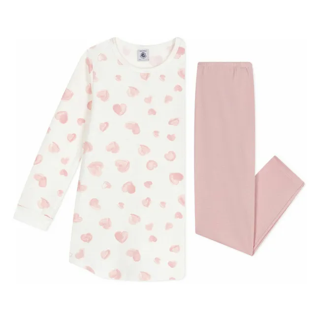 Bio-Baumwolle Herzen Nachthemd und Legging Set | Rosa