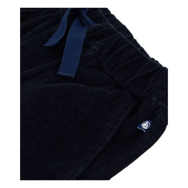 Pantalon Poches Velours Côtelé | Bleu nuit