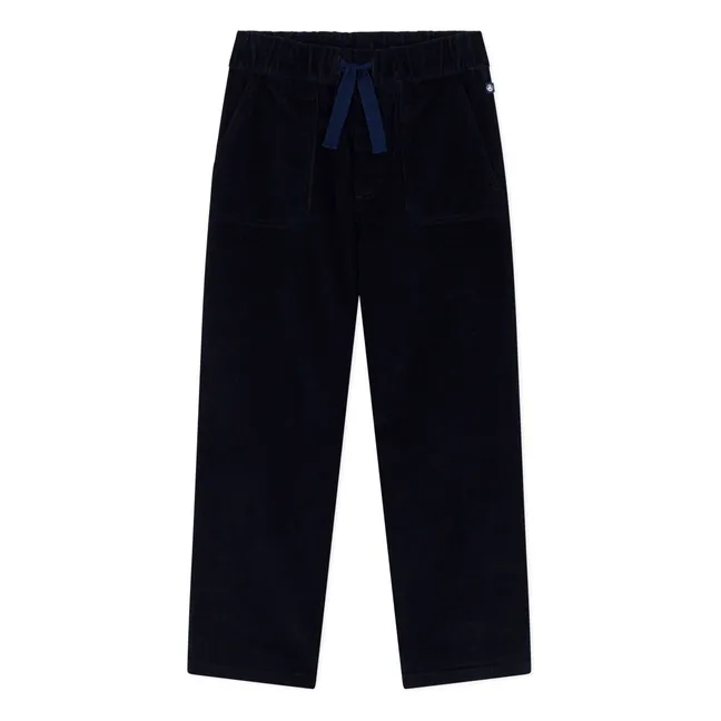 Pantalon Poches Velours Côtelé | Bleu nuit
