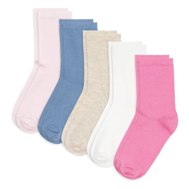 5 Paar einheitliche Socken | Rosa