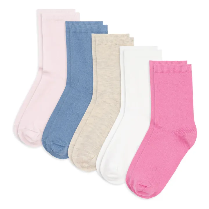 Lote de 5 pares de calcetines lisos | Rosa- Imagen del producto n°0