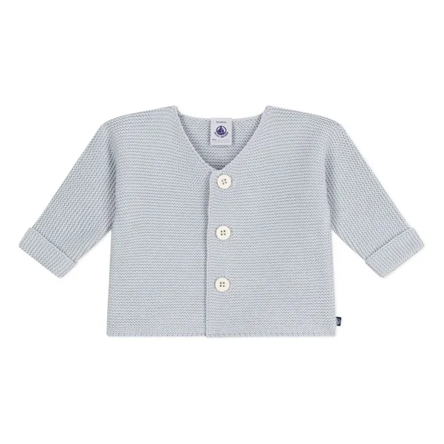 Cardigan Maille Fine Coton Bio | Gris clair