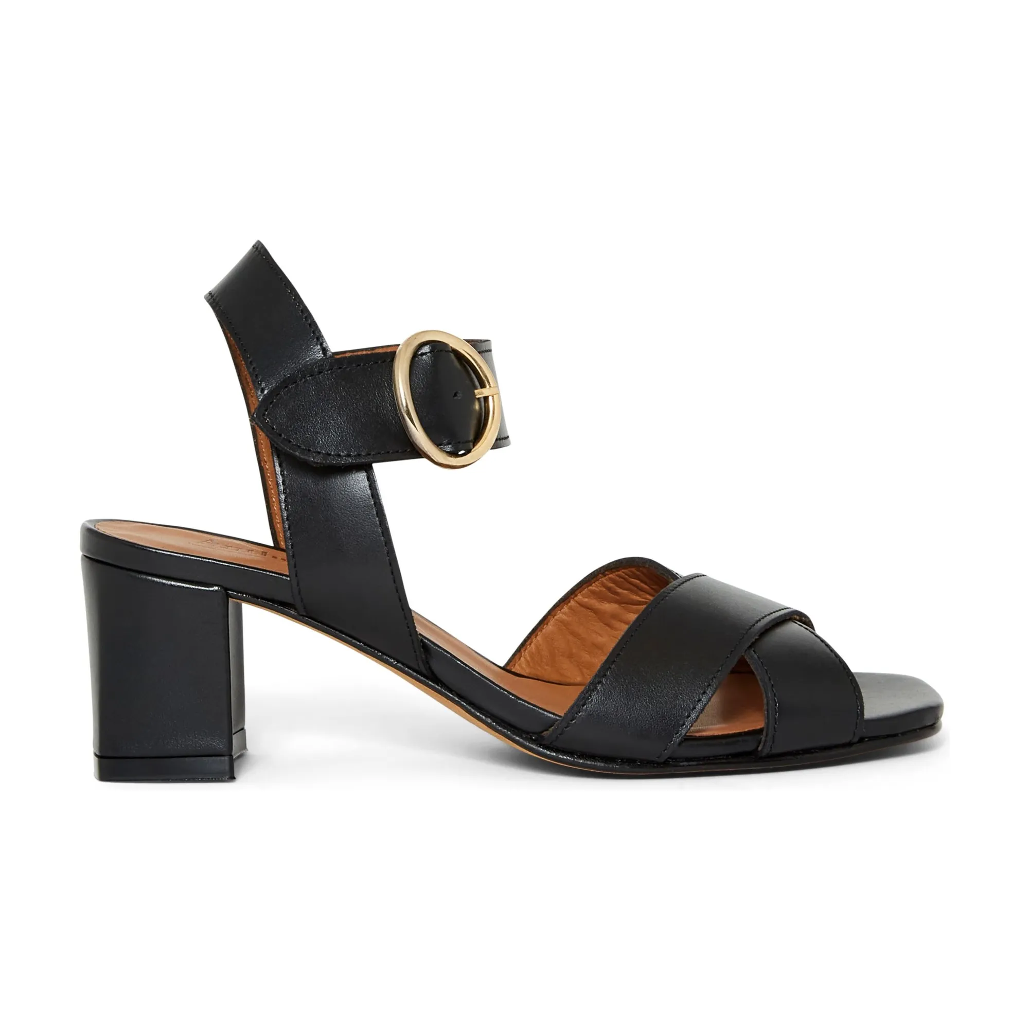Anthology Paris Black Clara Heeled Sandals Leather