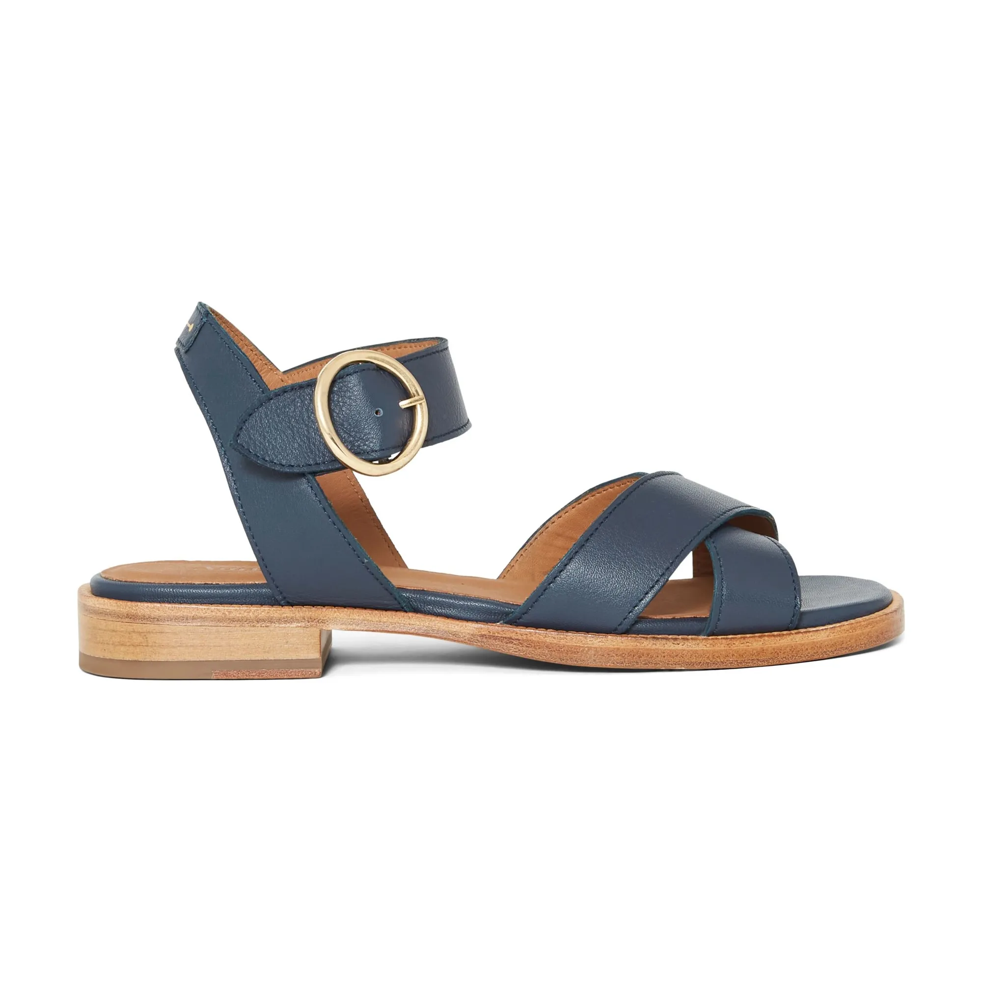 Anthology Paris Navy Blue Reims Leather Sandals