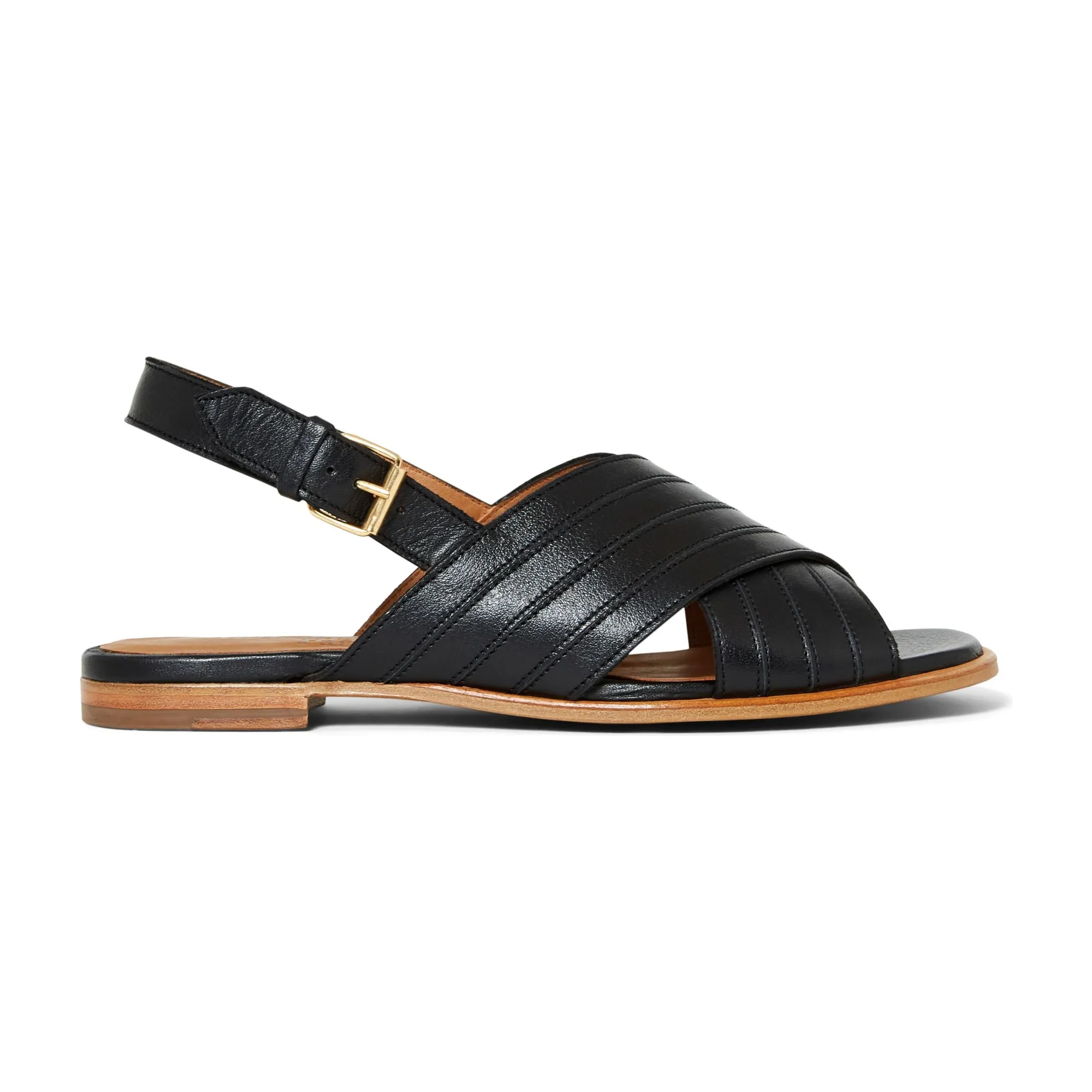 Anthology Paris Black Raven Leather Sandals