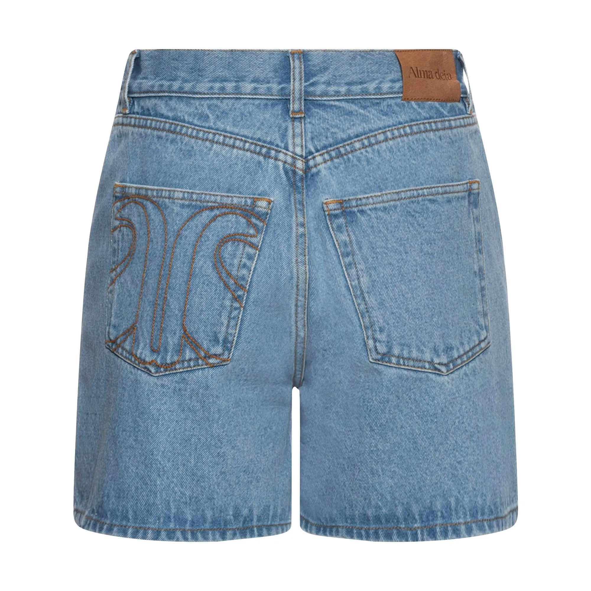 Short Taille Haute en Coton Bio | Denim bleached- Image produit n°4